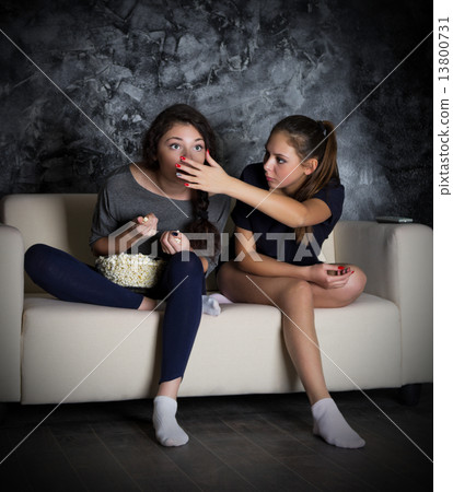 Two girls looks TV Two girls looks TV 13800731