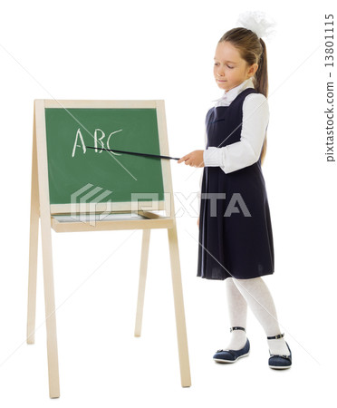 Little schoolgirl isolated 13801115