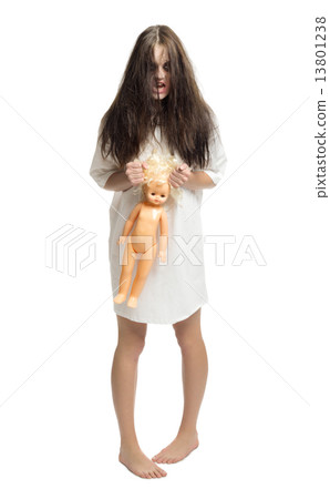 Zombie girl with plastic doll Zombie girl with plastic doll 13801238