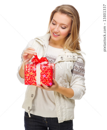 Young girl with gift box 13801337