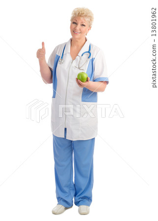 Mature doctor with apple 13801962