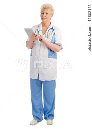 Mature doctor with tablet PC Mature doctor with tablet PC 13802133