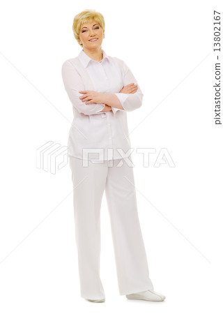 Happy standing senior woman Happy standing senior woman 13802167