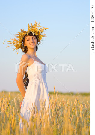 Girl on wheat field 13802172