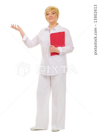 Senior woman with folder 13802613