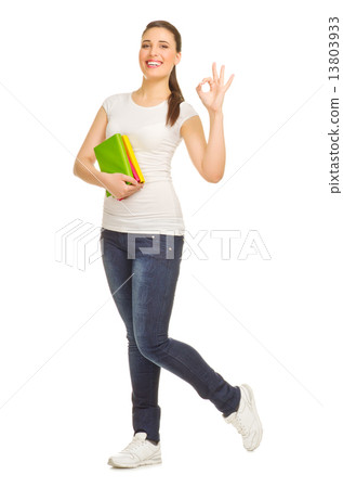 Girl with books Girl with books 13803933