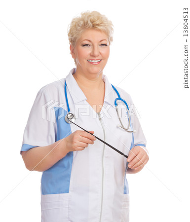 Mature doctor with pointer 13804513