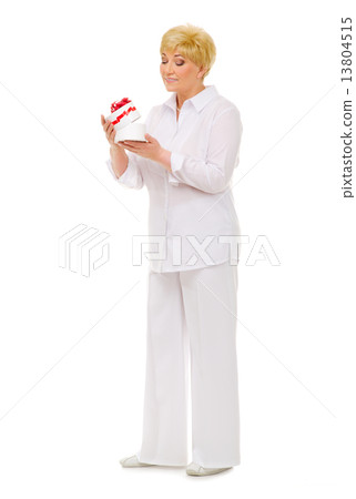 Senior woman with gift box 13804515