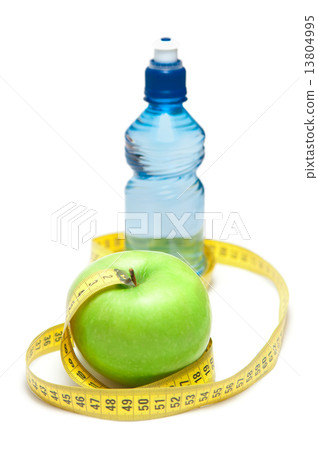 Apple and bottle with water Apple and bottle with water 13804995