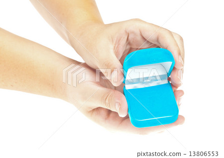 Hand, Open gift over white background Hand, Open gift over white background 13806553