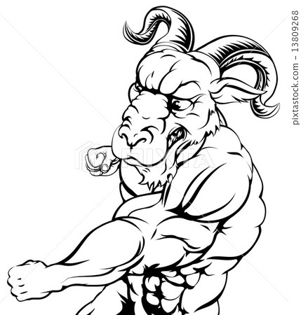 Punching ram mascot 13809268