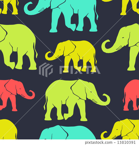 Seamless pattern with hand drawn silhouette... - Stock Illustration ...