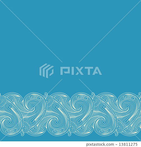 Blue background with horizontal seamless border 13811275