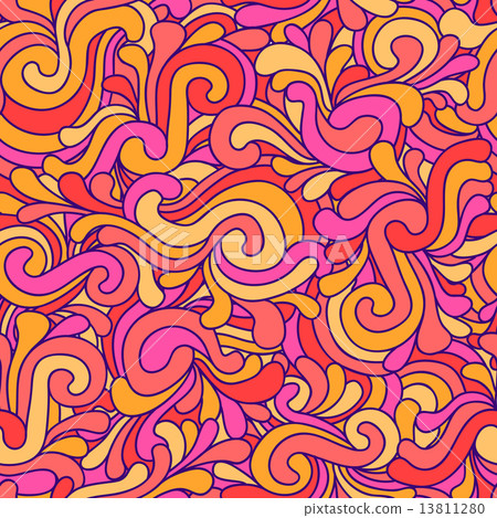 Seamless doodle waves and swirls pattern - Stock Illustration [13811280 ...