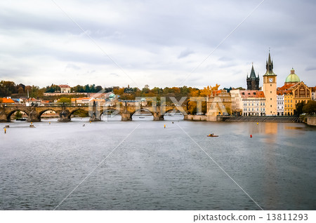 View on Charles Bridge and Vltava river in Prague View on Charles Bridge and Vltava river in Prague 13811293
