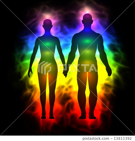 Rainbow aura of woman and man 13811392