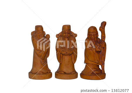 Wooden Fu Lu Shou statues 13812077