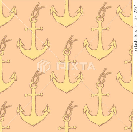 Sketch anchor with rope in vintage style Sketch anchor with rope in vintage style 13812754