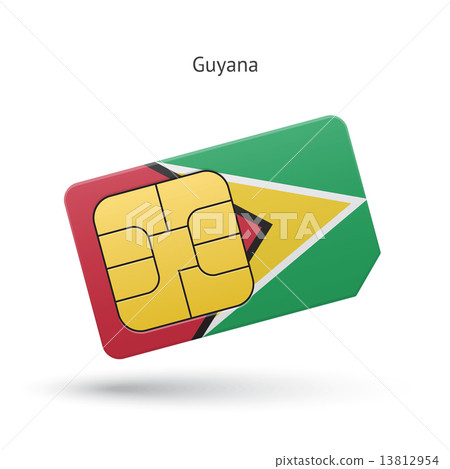 Guyana mobile phone sim card with flag. 13812954