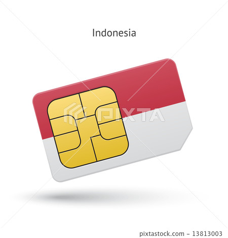 Indonesia mobile phone sim card with flag. 13813003