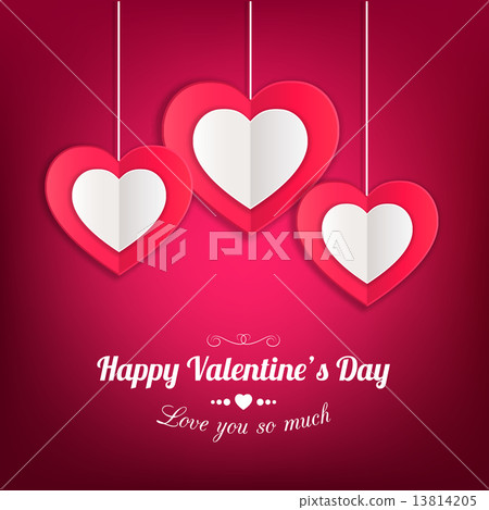 Valentines day background with paper hearts . 13814205