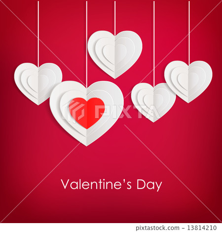 Valentines day background with paper hearts . 13814210
