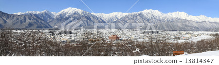 Panorama of the Northern Alps in the winter · Tendai mountains mountain range 13814347