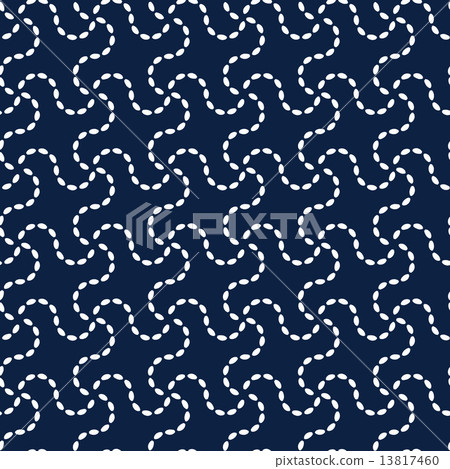 Sashimo風格背景·圖案之字形鏈接（白色BG海軍藍） 13817460