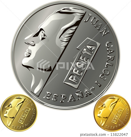 vector Spanish money gold and silver coin one peseta vector Spanish money gold and silver coin one peseta 13822047