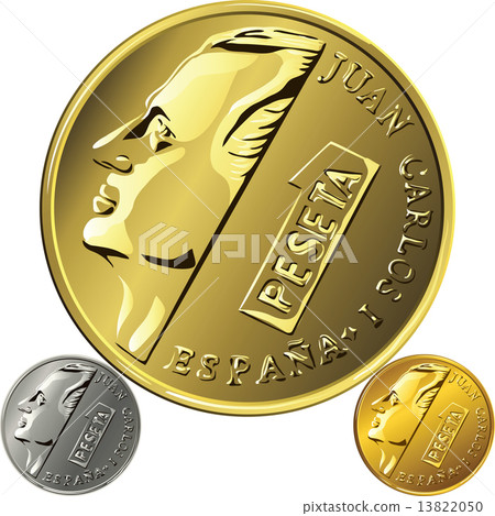vector Spanish money gold and silver coin one peseta vector Spanish money gold and silver coin one peseta 13822050