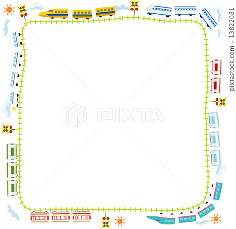 A train running on a railway crossing with cute railway crossings for children 13822081
