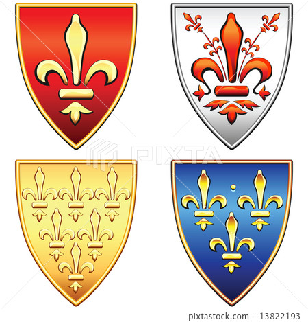 vector set of French shields with the arms of the flowers fleur  13822193