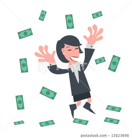 Businesswoman Happy with Money Rain Businesswoman Happy with Money Rain 13823698
