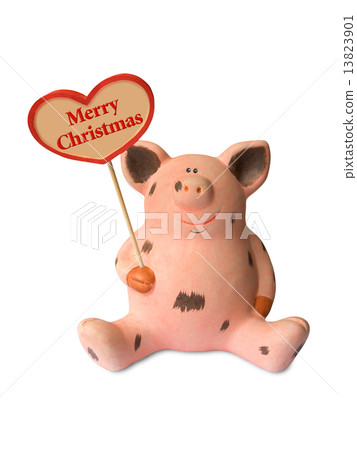 Funny pig with heart Merry Christmas Funny pig with heart Merry Christmas 13823901