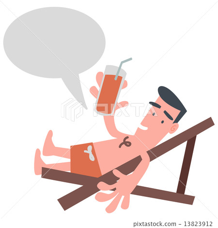 The Man Rest at Beach Chair with Speech Bubble The Man Rest at Beach Chair with Speech Bubble 13823912