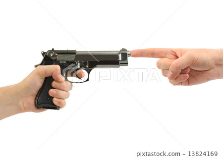 Hands and gun 13824169