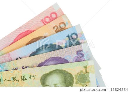 Chinese or Yuan banknotes money from China's currency, close up 13824284