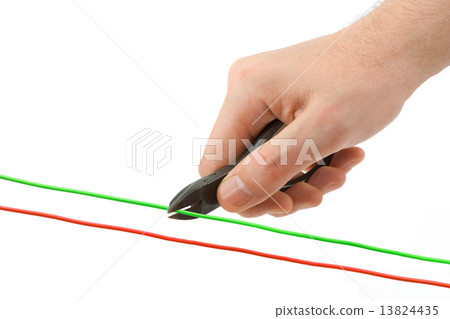 Hand, pliers and cable Hand, pliers and cable 13824435
