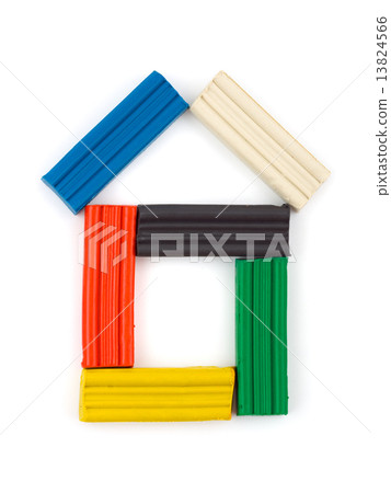 House made of multicolored playdough 13824566