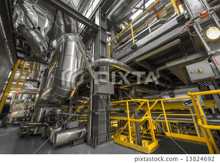 Industrial pipes in a thermal power plant 13824692