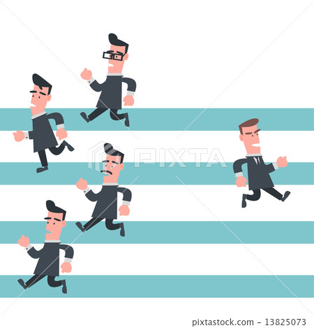 Businessman Running in Different Way-插圖素材 [13825073] - PIXTA圖庫