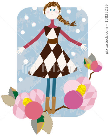 女孩和山茶花 女孩和山茶花 13825219