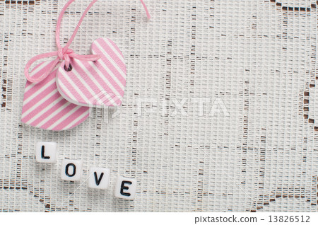 pink hearts on the white napkin 13826512