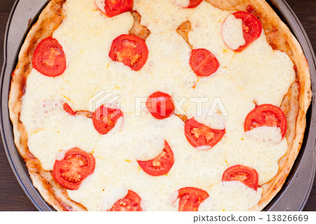 Italian pizza with mozzarella cheese and tomatoes, Margarita 13826669