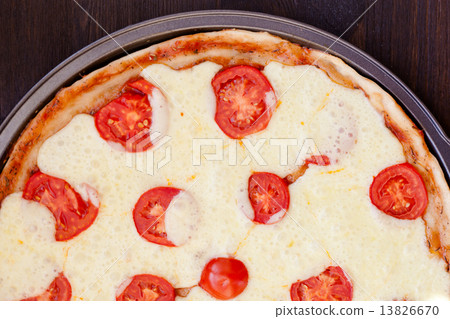 Italian pizza with mozzarella cheese and tomatoes, Margarita 13826670