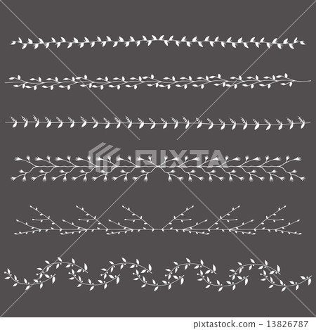 Hand-drawn silhouettes borders branches graphic design elements 13826787