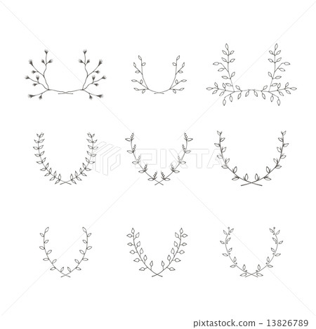 Hand-drawn branches brackets graphic design elements set 13826789
