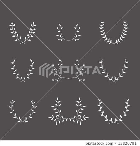 Hand-drawn silhouettes brackets branches graphic design elements 13826791