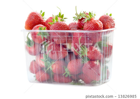 Fresh strawberries in plastic box Fresh strawberries in plastic box 13826985