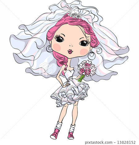 Vector Beautiful fashionable girl bride in her wedding dress Vector Beautiful fashionable girl bride in her wedding dress 13828152